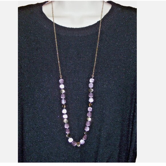 TALBOTS Purple and Gold Fashion Necklace - Picture 2 of 4